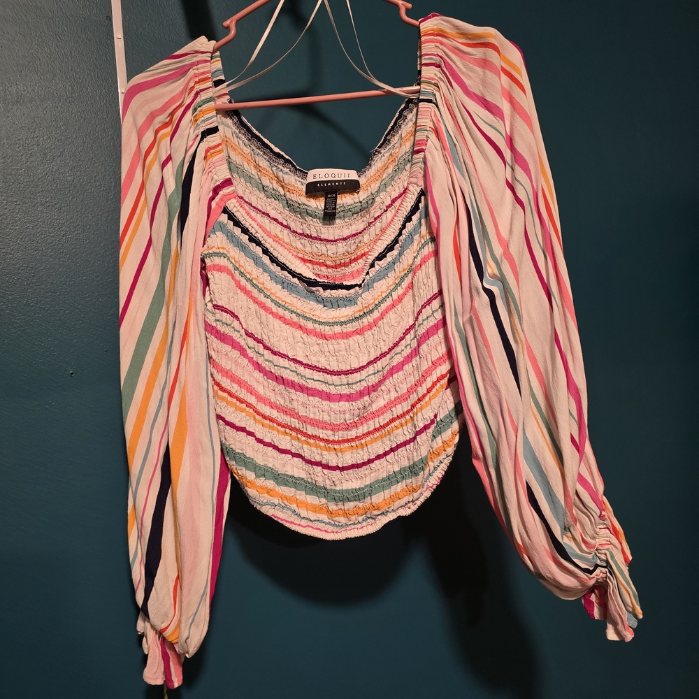 Eloquii Multicolor Striped Blouse